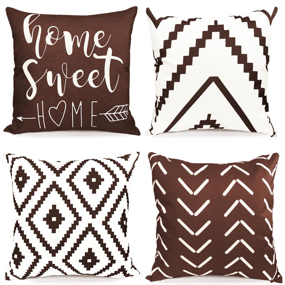 5899 Decorative Throw Pillow Covers 18x18 inch Brown Pillow Covers